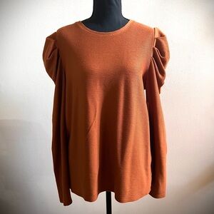 Nine West Orange Puff Sleeve Blouse